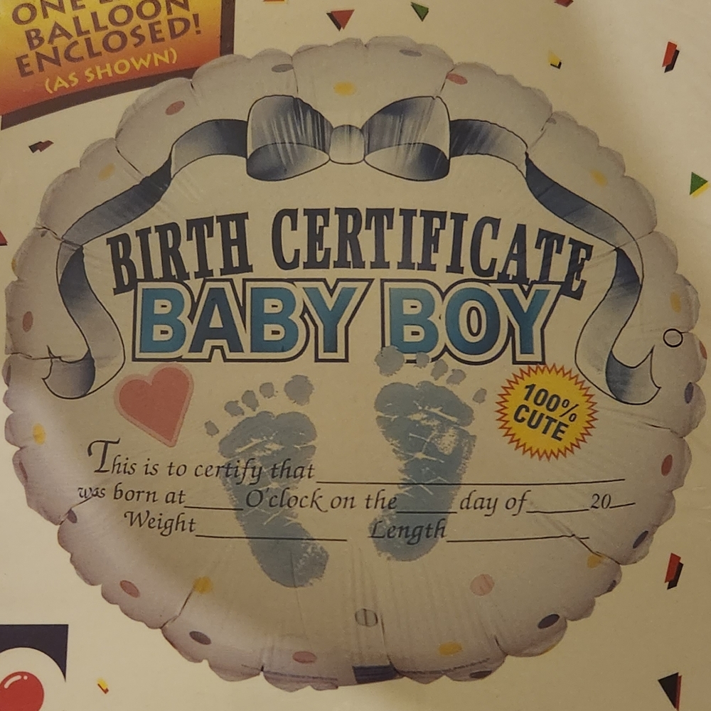 Baby boy birth certificate balloons 4 brand new in total 💙